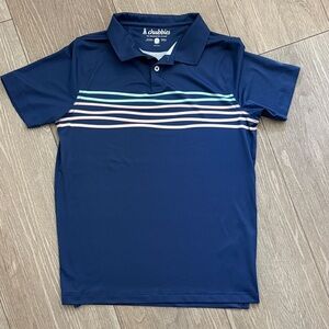 Kids Chubbies Navy Polo with Pastel Horizontal Stripes NWOT Youth Large